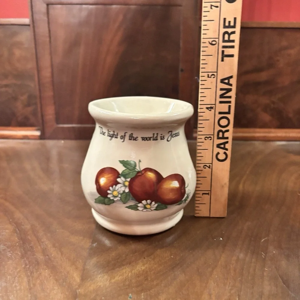 Yesteryears Pottery Marshall Texas Oil Wax Tart Warmer Apples Jesus‎ Candle